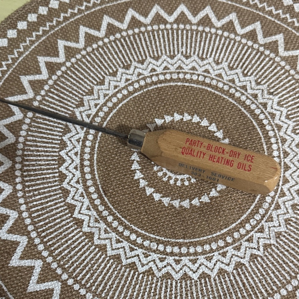 VTG Wooden Handle Ice Pick with graphics Tacoma WA
